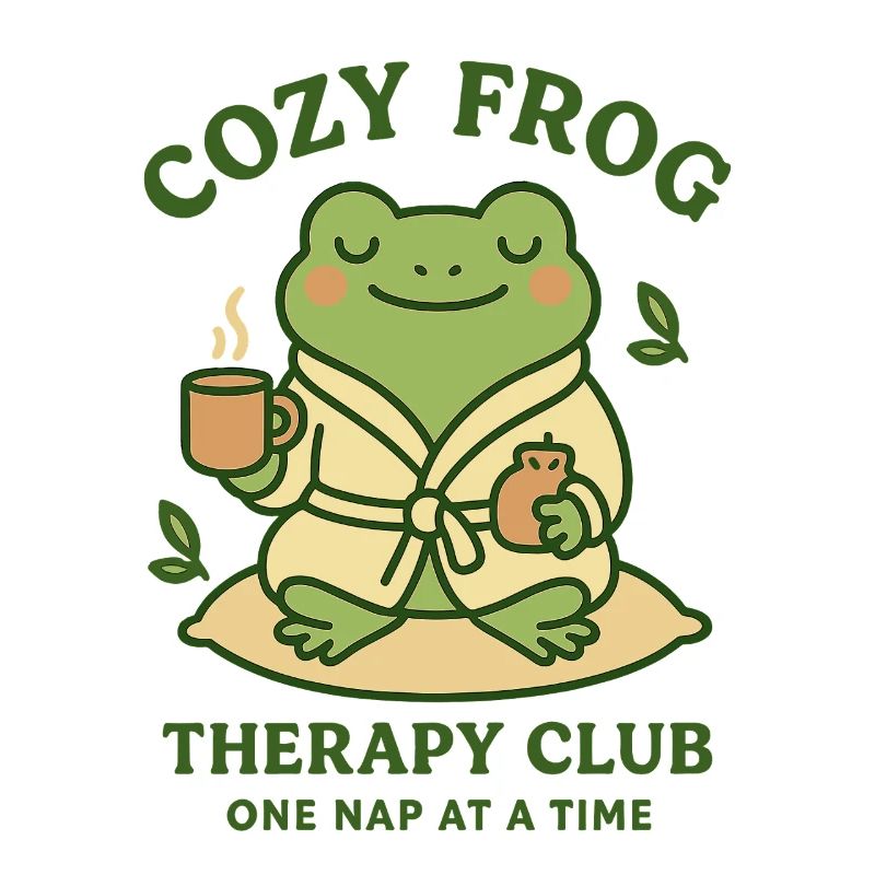Cozy frog in bathrobe