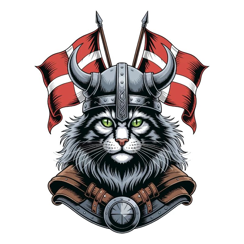 Wikingerkatze mit Helm