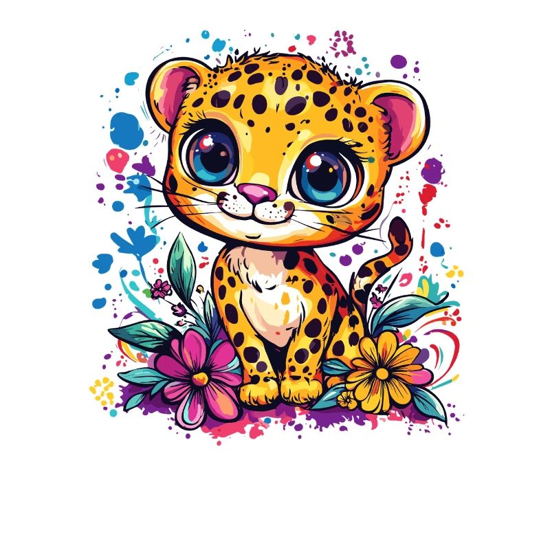Bunter Leopardenjunge mit Blumen
