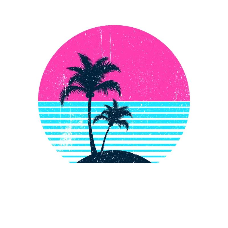 Miami Neon Palm Trees Sunset