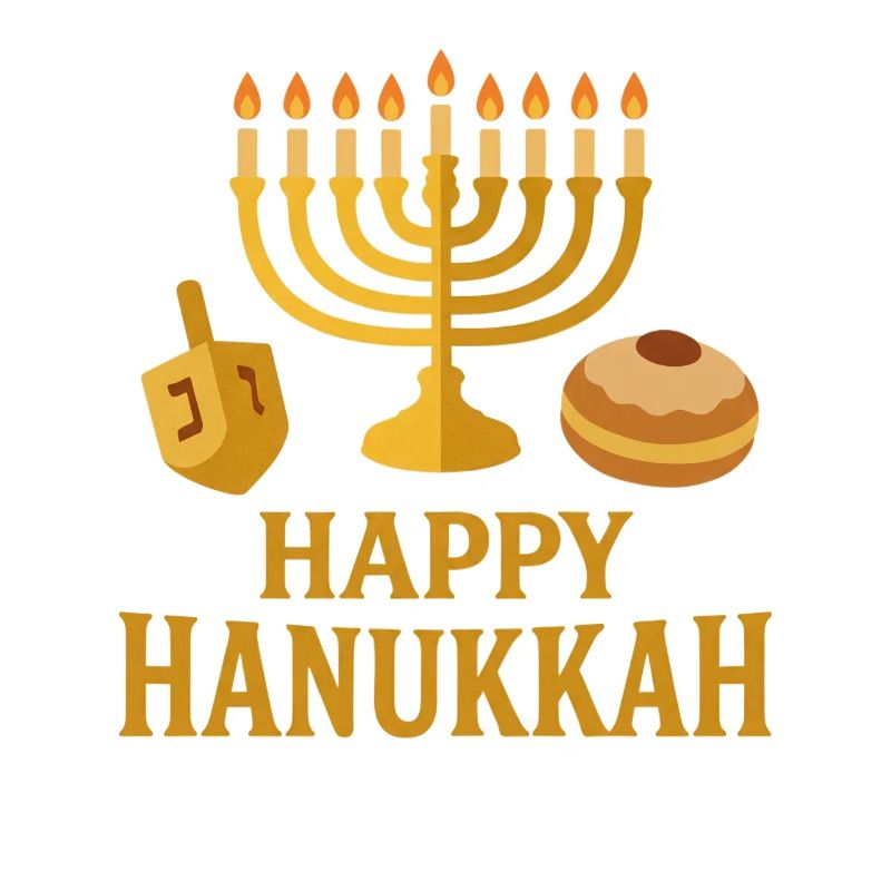 Menorah d’or : Joyeux Hanoukka