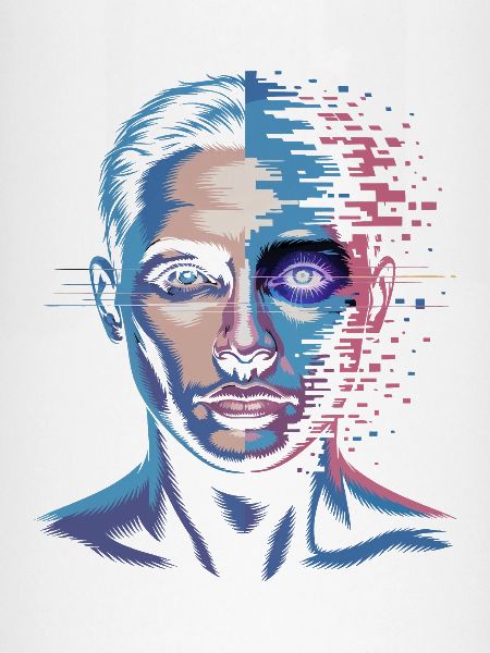 Digitaler Mensch mit Glitch-Effekt