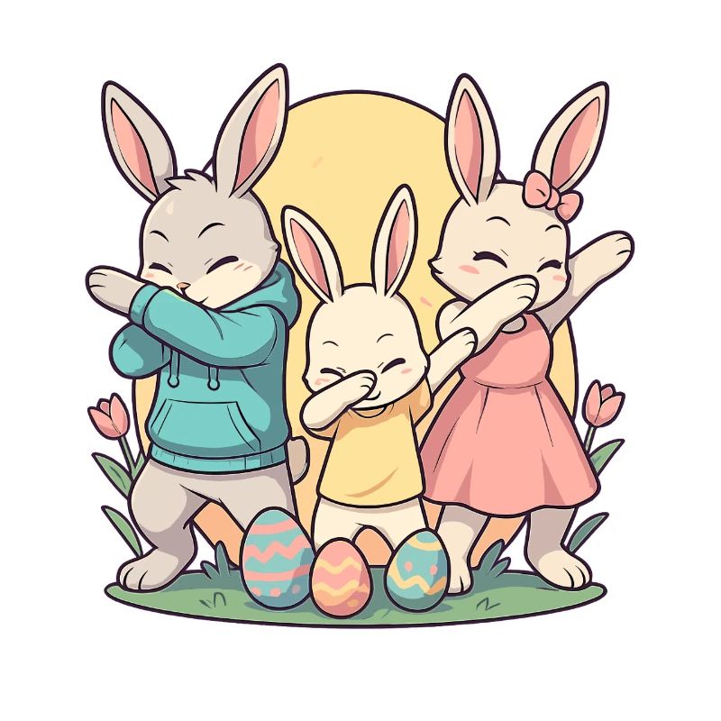 Dabbing Easter Bunnies, Cute Family