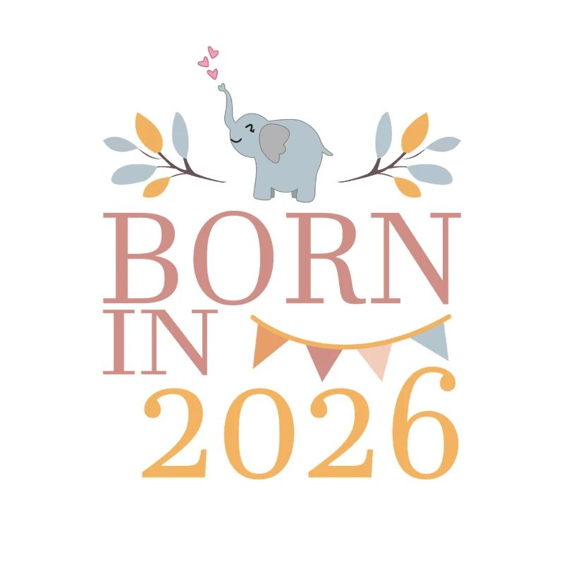 Bébé né en 2026 Né en 2026 Éléphant mignon