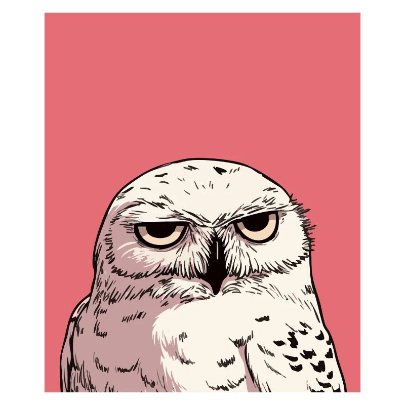 Grumpy Owl Illustration – Urteilende Tierkunst De