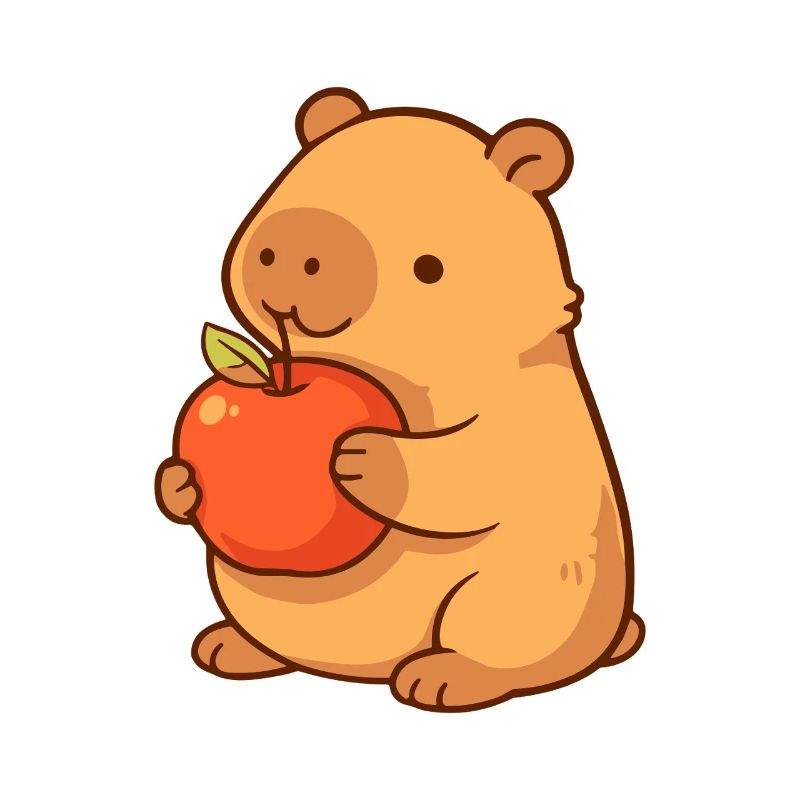Capybara Illustration mit Apfel 