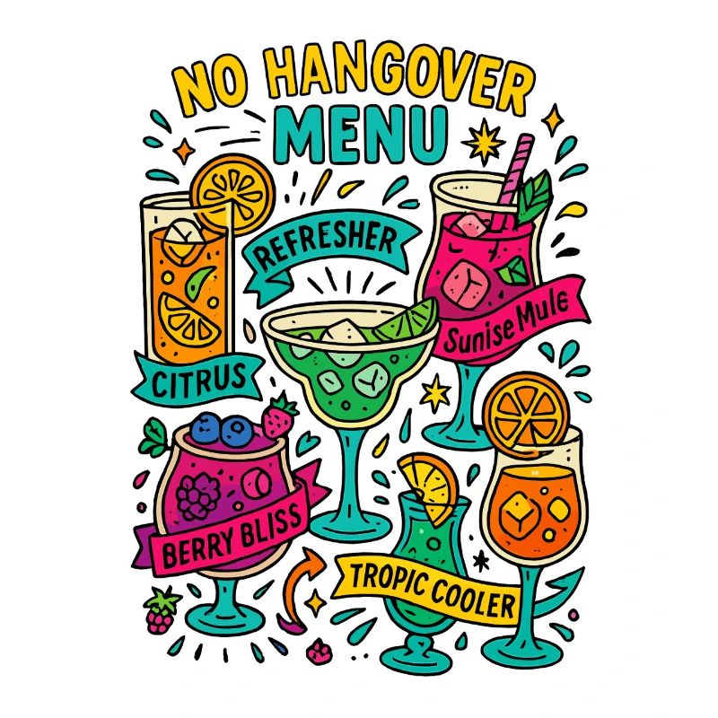 No Hangover Menu, Mocktail Card