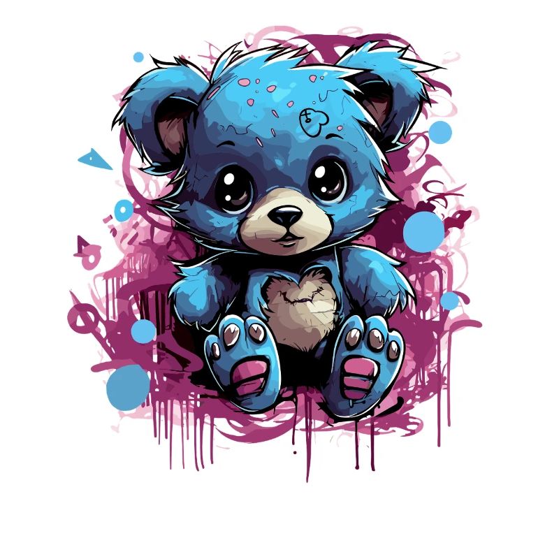 Blue Cuddly Bear Graffiti Pop