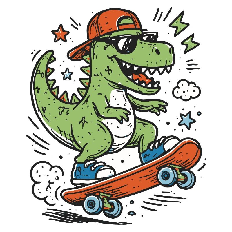 Krokodil auf Skateboard mit Cap