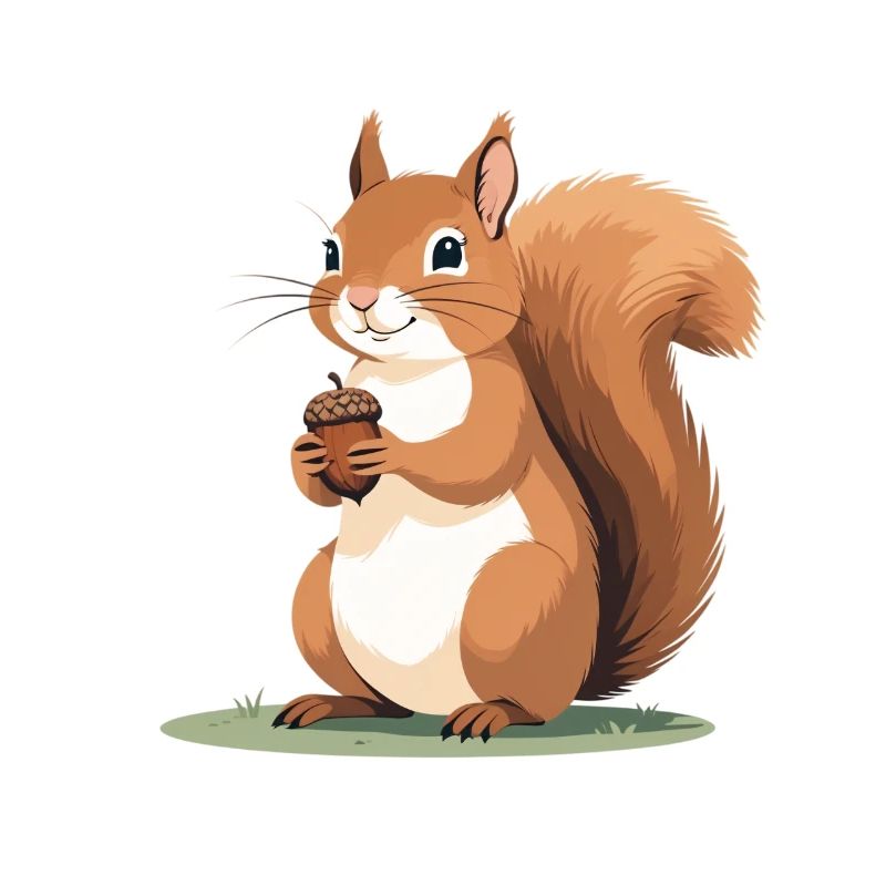 Eichhörnchen mit Eichel Karikatur