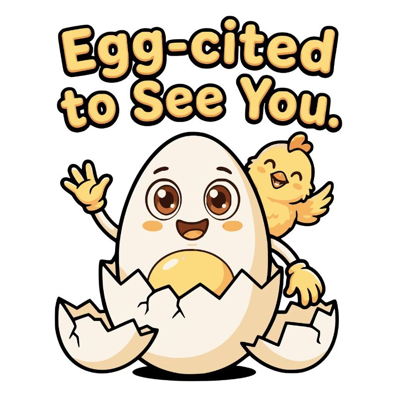 Egg Cited To See You Funny Egg Chick
