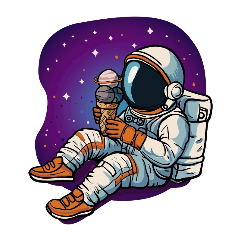 Weltraum-Astronaut genießt Eiscreme
