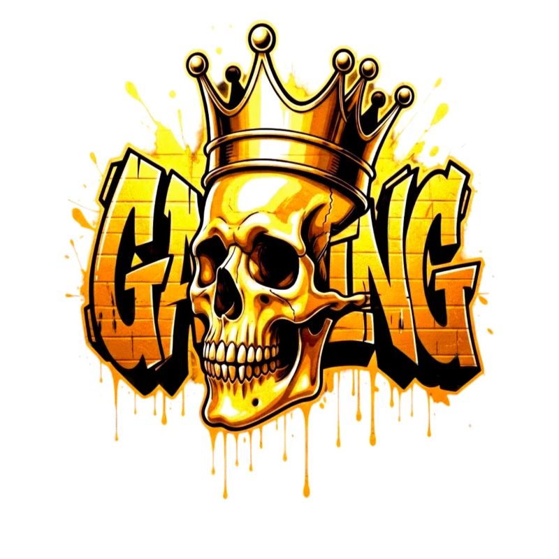Graffiti Gaming Skull Gold