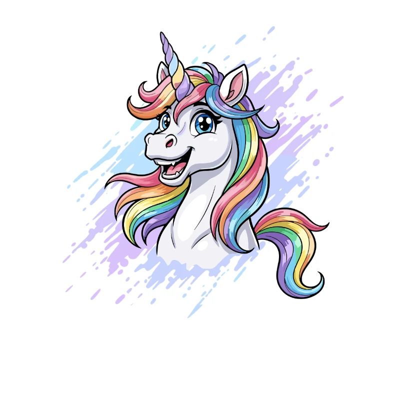 Regenbogen Einhorn Kopf Splash