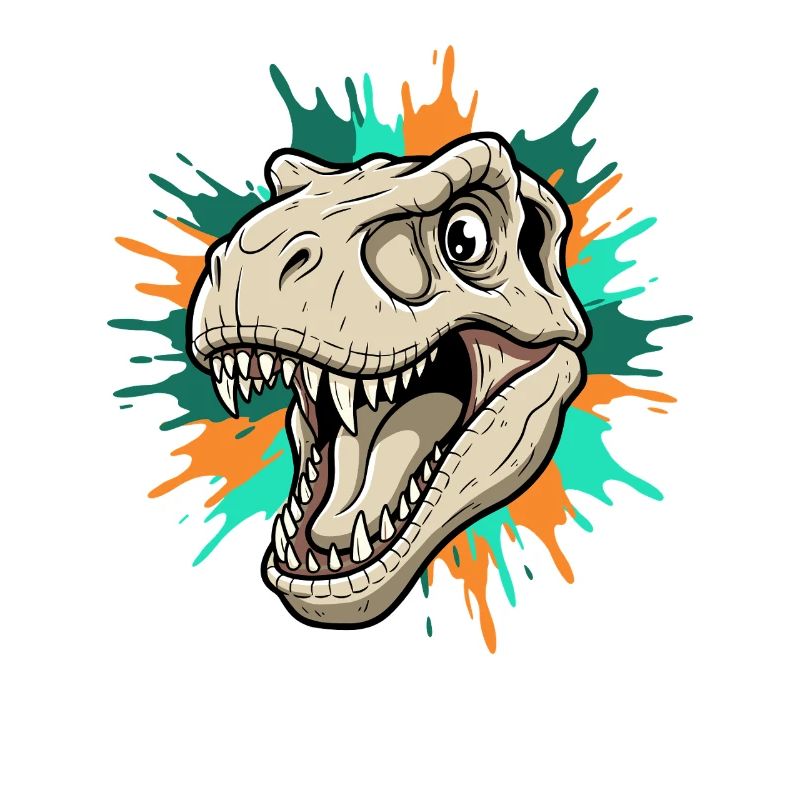 T-Rex Kopf mit Farbspritzern