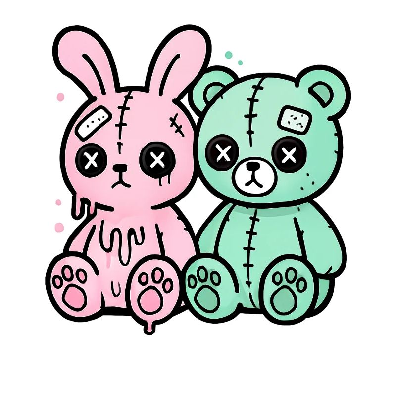 Gothic Bunny Weirdcore Dark Horror Animal Doll