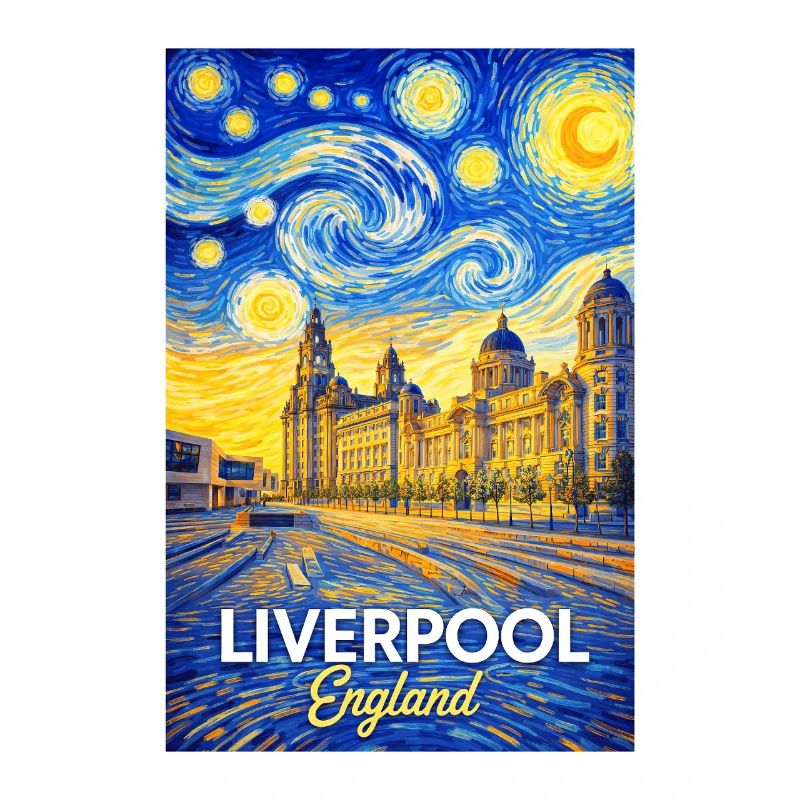 Liverpool, Angleterre, silhouette à la Van Gogh