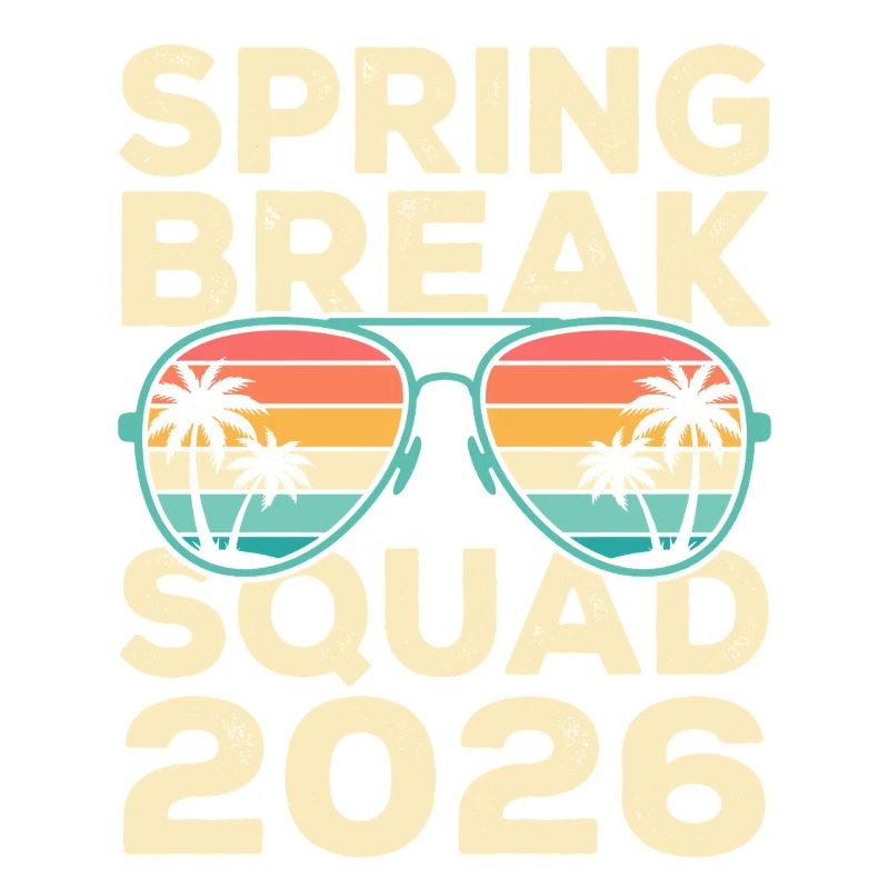 Spring Break Squad 2026 Design rétro de palmiers