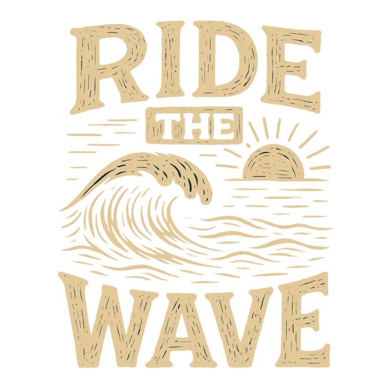 RIDE THE WAVE Vintage Surf Waves Statement