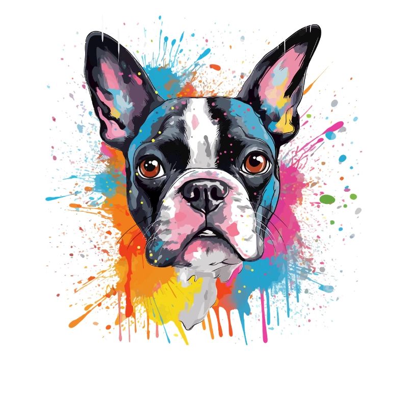 Portrait éclaboussé du Boston Terrier