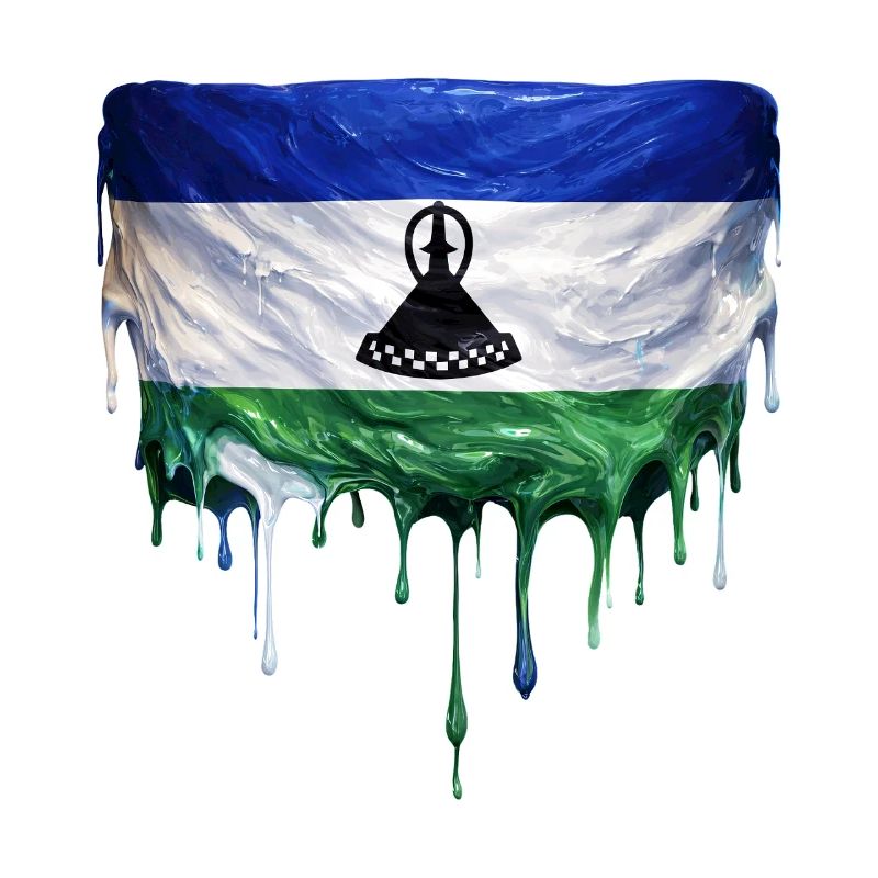 Lesotho Flag in Drop Art