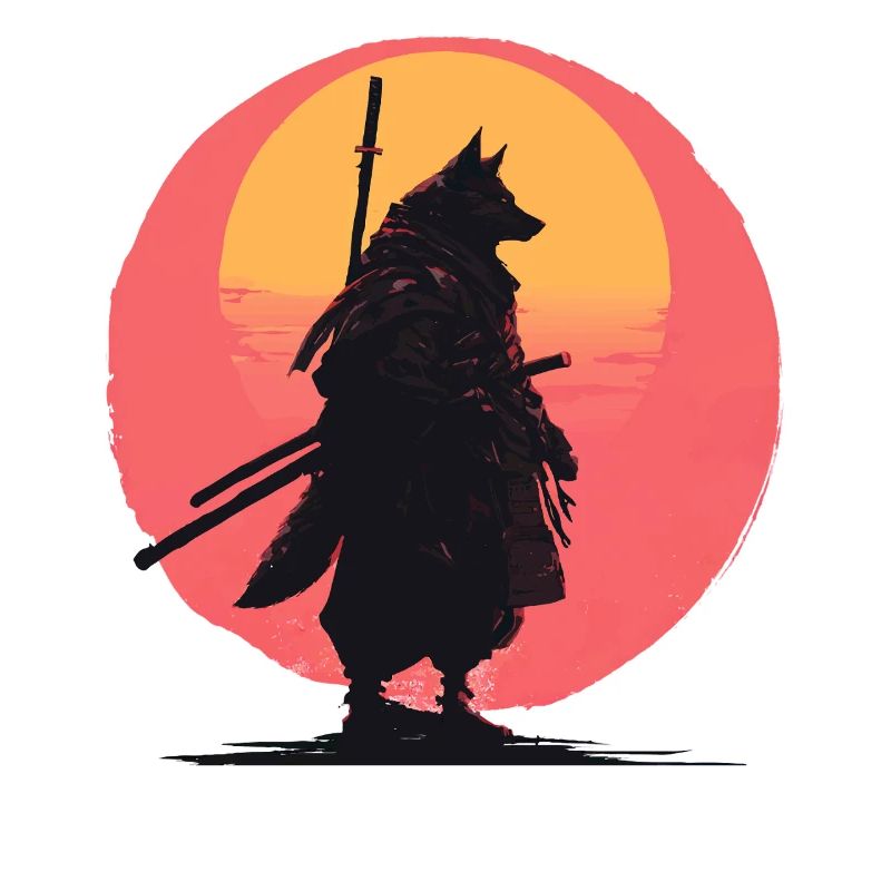Wolf Sunset Samurai Rider