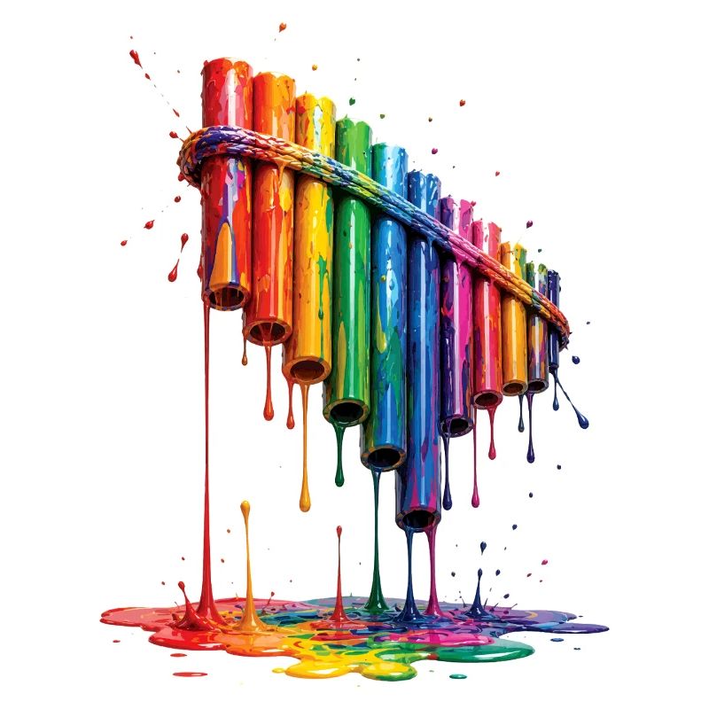 Pan flute with dripping paint