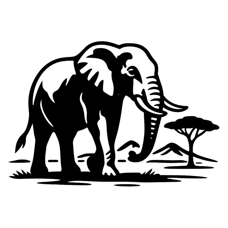 Savannah Elephant Silhouette