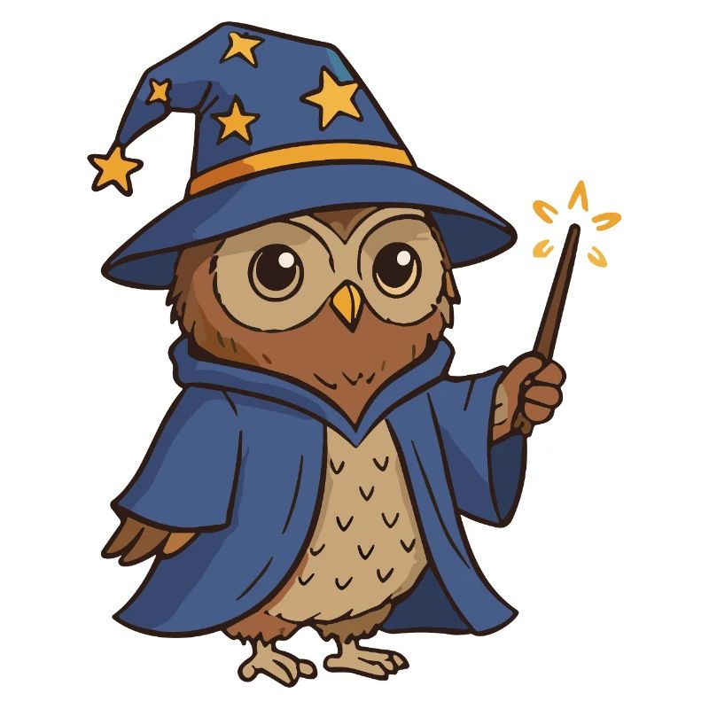 Magical Owl Wizard Illustration