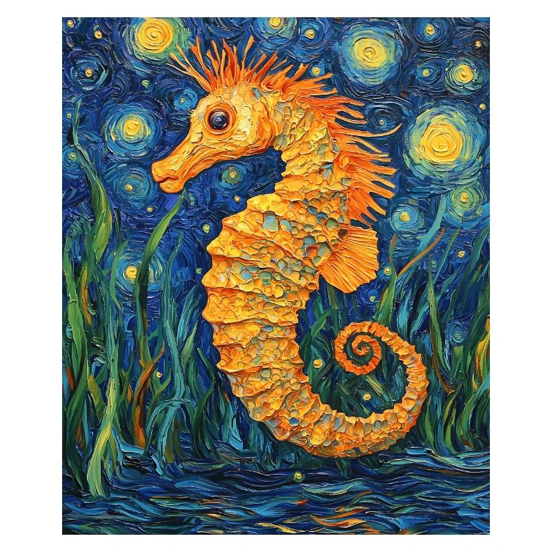 Seahorse Van Gogh Style Starry Night
