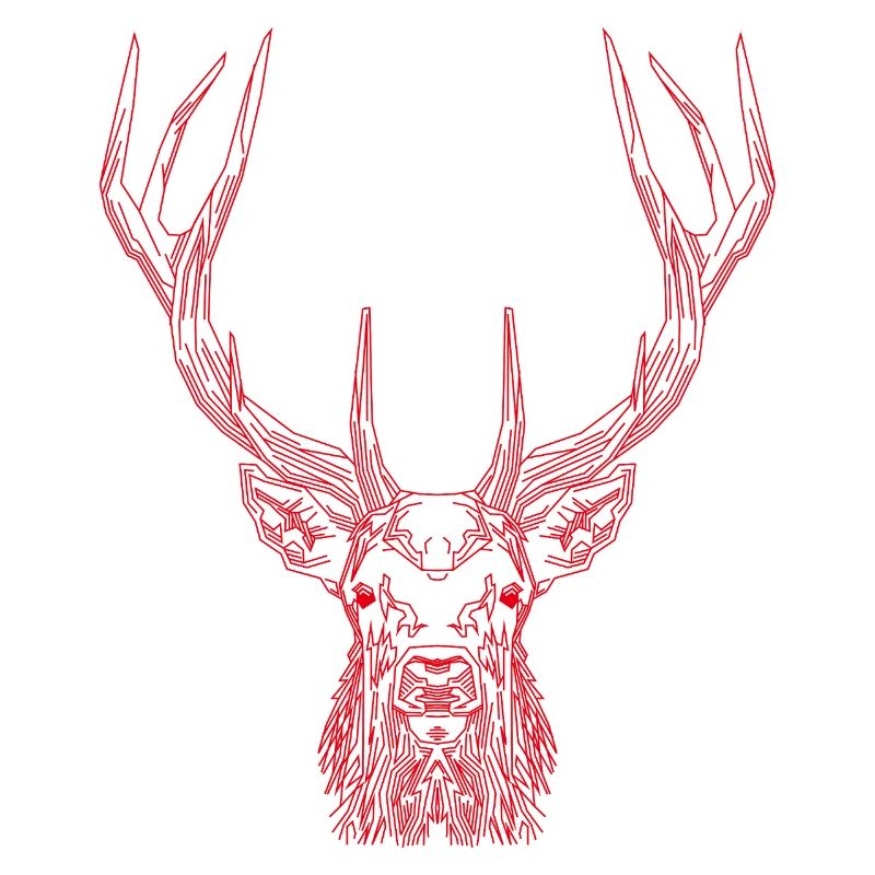 Tech Deer – Geometrischer Hirsch in Rot