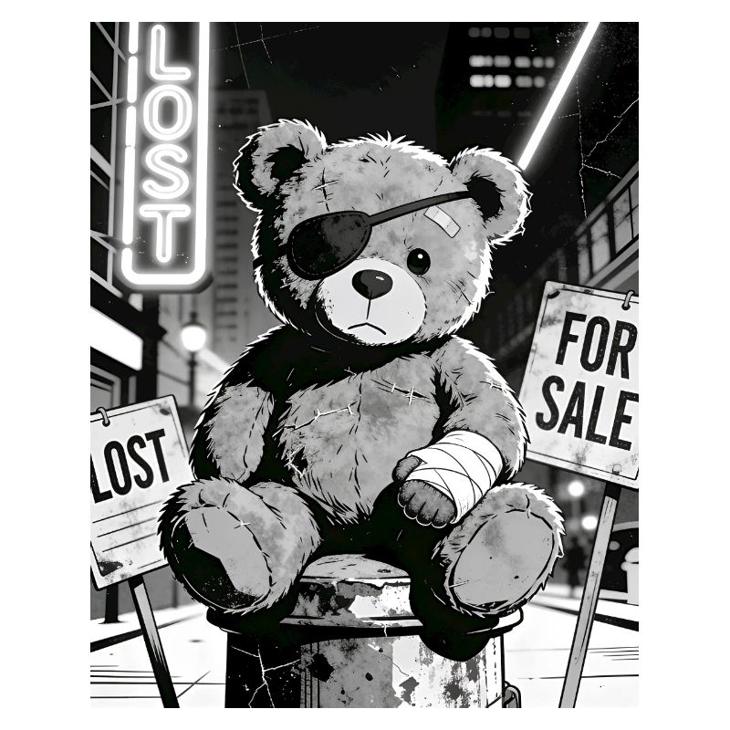 Ours néon noir avec cache-œil