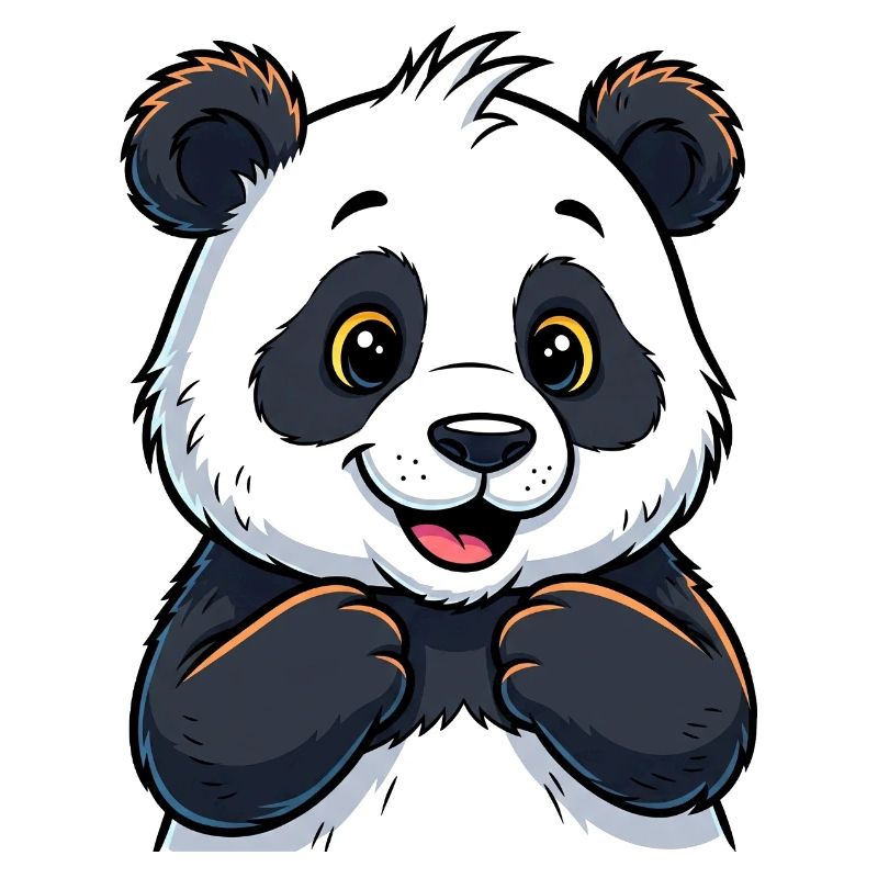 Panda mignon avec un visage heureux
