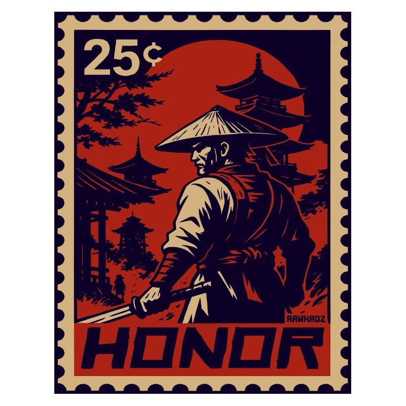 Roter Samurai Briefmarke der ehre
