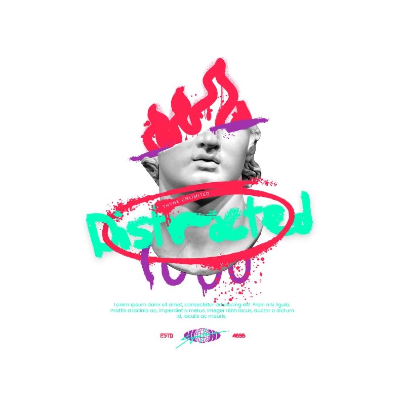 Neon Graffiti Bust Collage