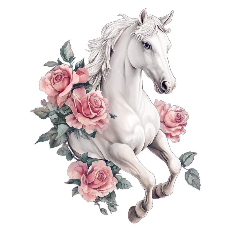 Pferd mit Rosen