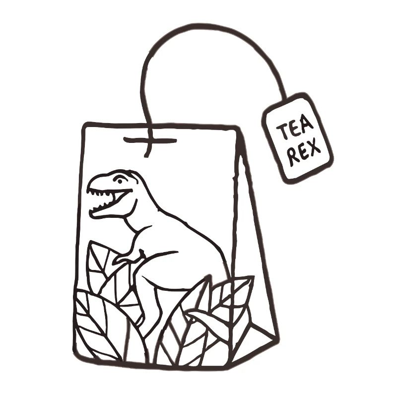 Conception de sachet de thé dinosaure