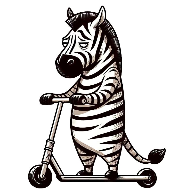 Witziges Zebra Roller Scooter Langeweile Cartoon