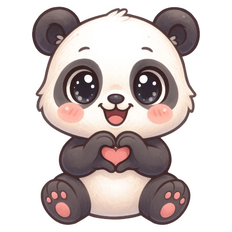 Cute panda with heart hands