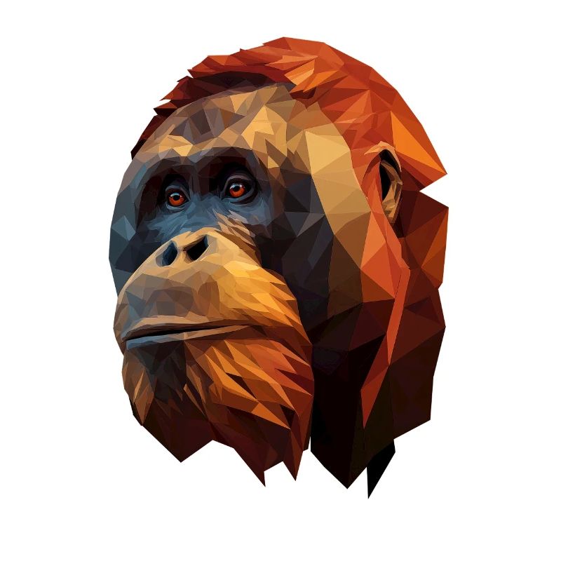 Orange Polygon Orangutan Portrait