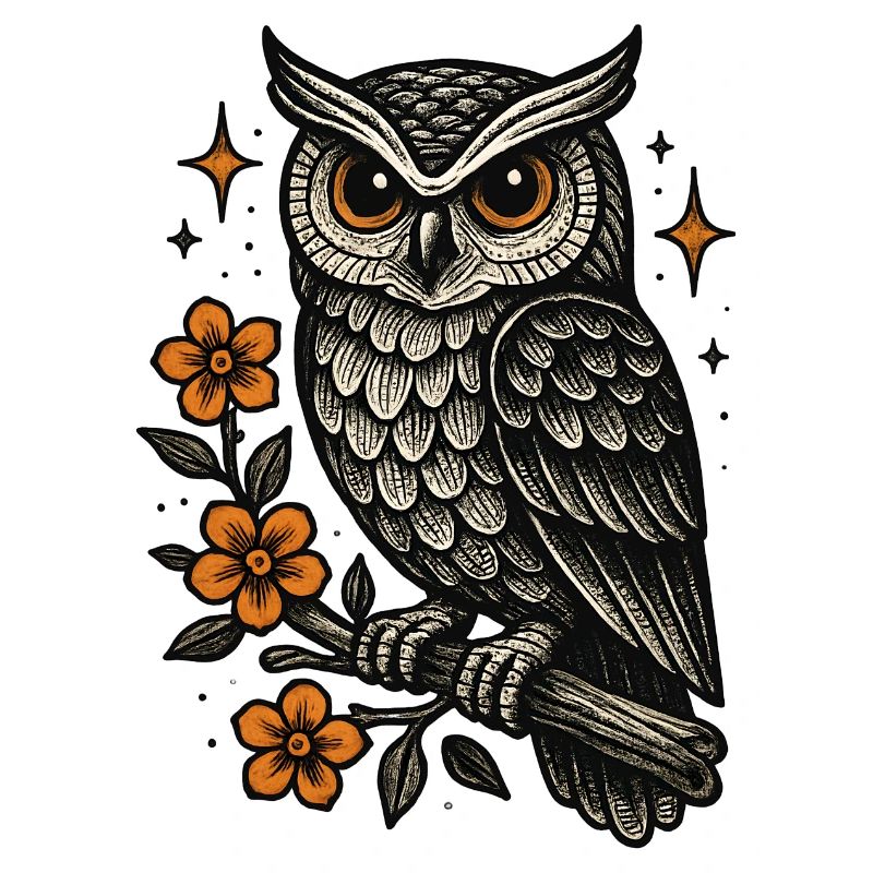 Owl Star with Fire Blossoms