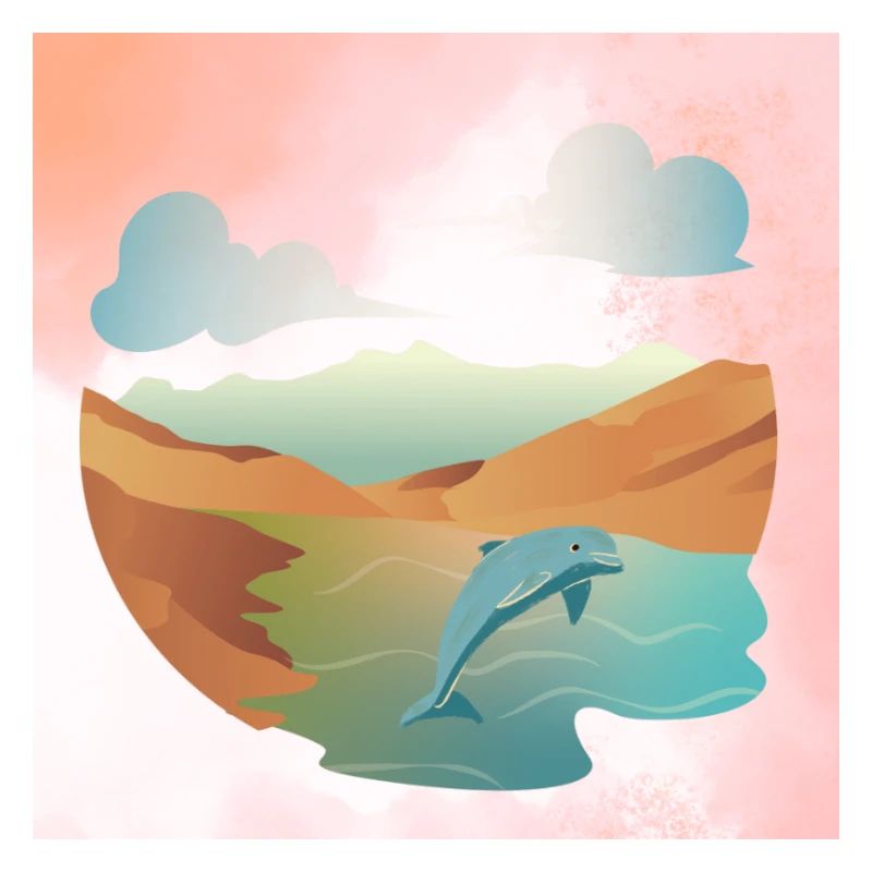 Dauphin dans le paysage marin