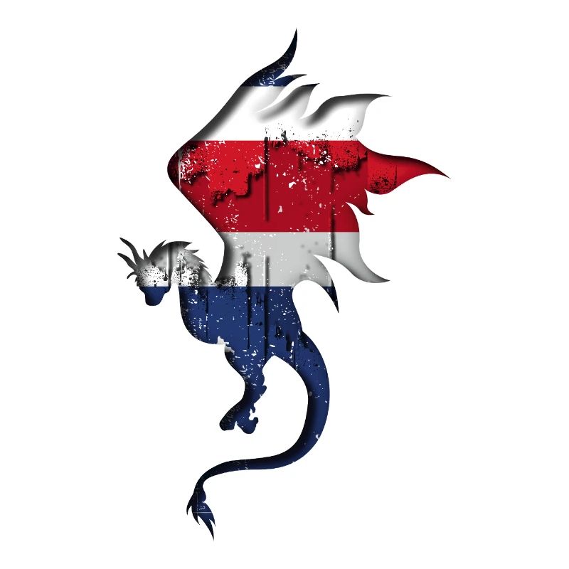 Drapeau du Costa Rica - Silhouette de dragon
