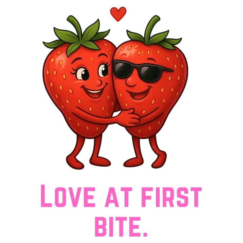 Amour à la première bouchée fraises dessin animé