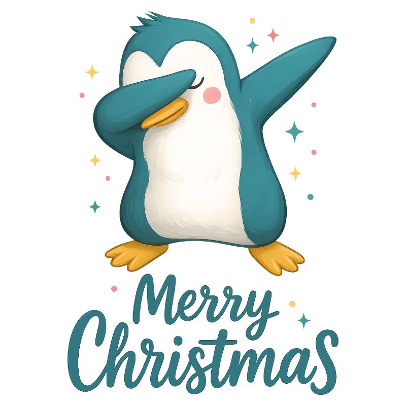 Dabbing Pinguin Merry Christmas Design