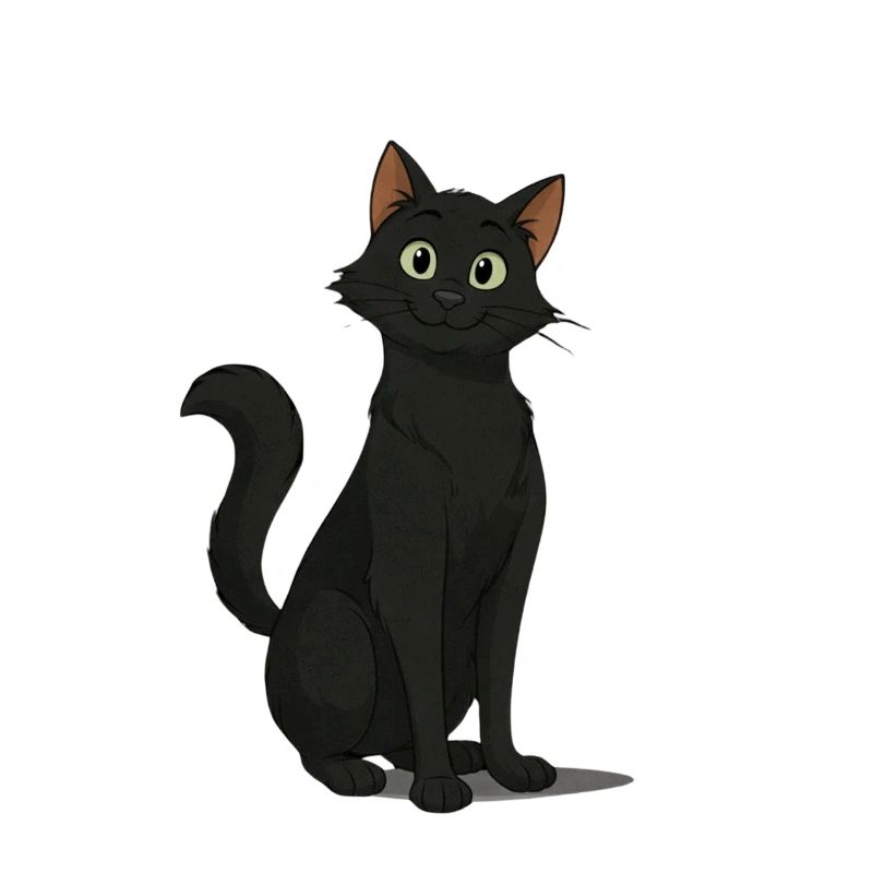 Mischievous Black Cat Illustration