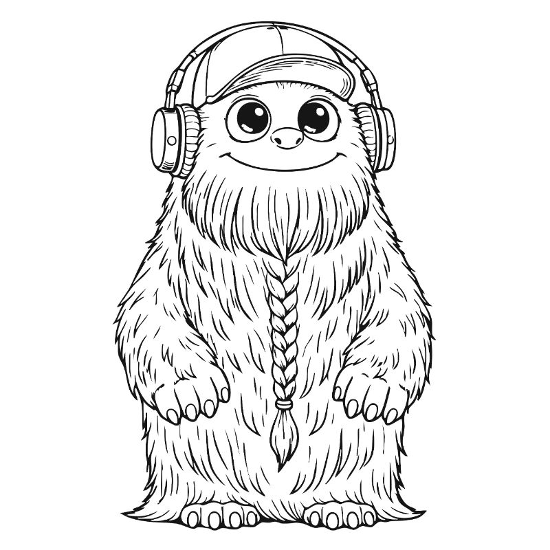 Fluffo avec tresse devant - Fluffonster design noir