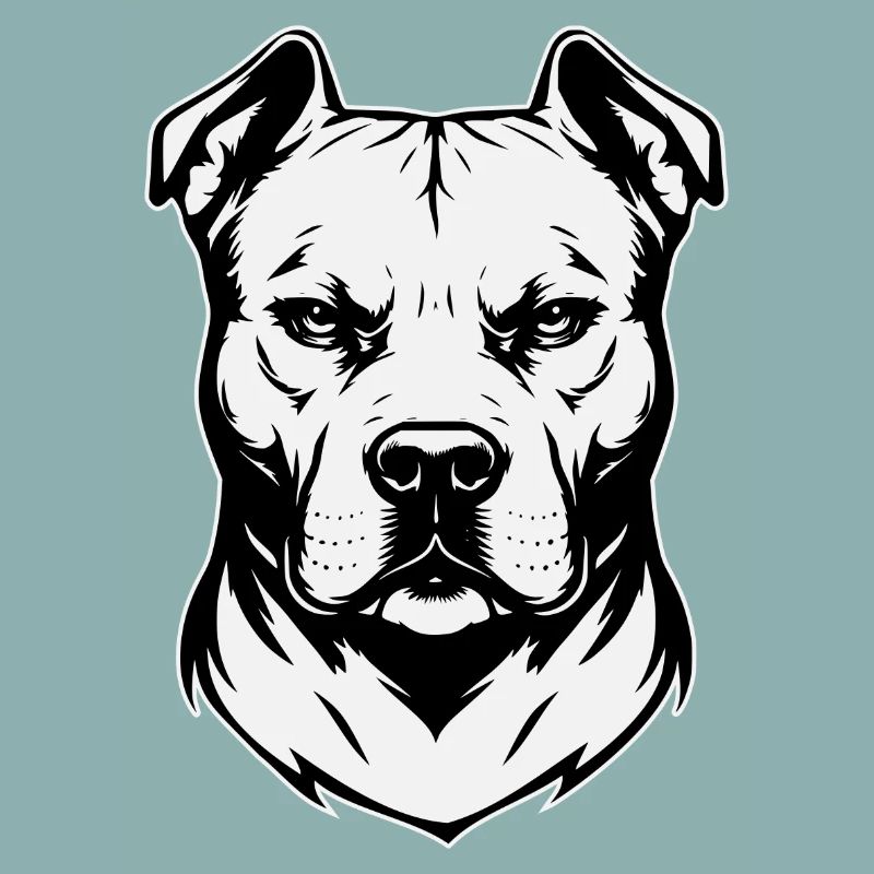 Conception de tête de pitbull noir et blanc