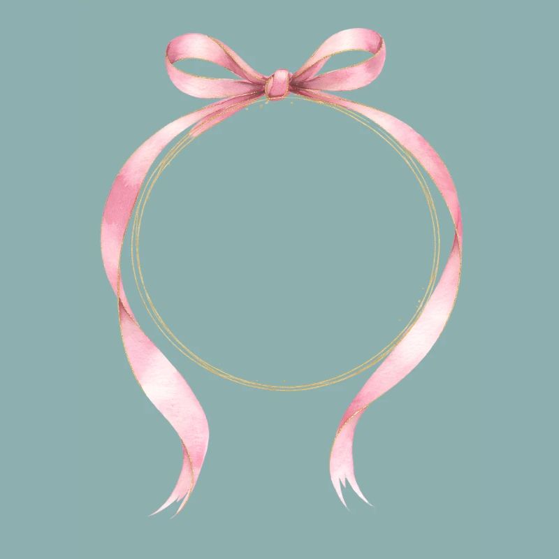 Bow Circle Pink Gold Customizable