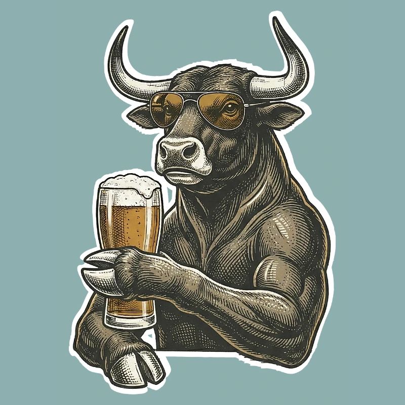 Cool bull avec de la bière